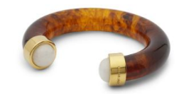 Tortoise Resin w/White Quartz Cuff Bracelet