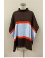 Brown Poncho with Blue Stripe