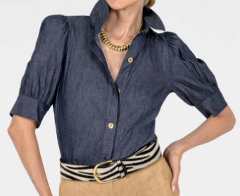 Puff Sleeve Top - Chambray