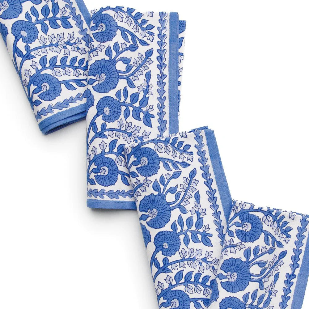 Cactus Flower Blue Napkin-set of 4