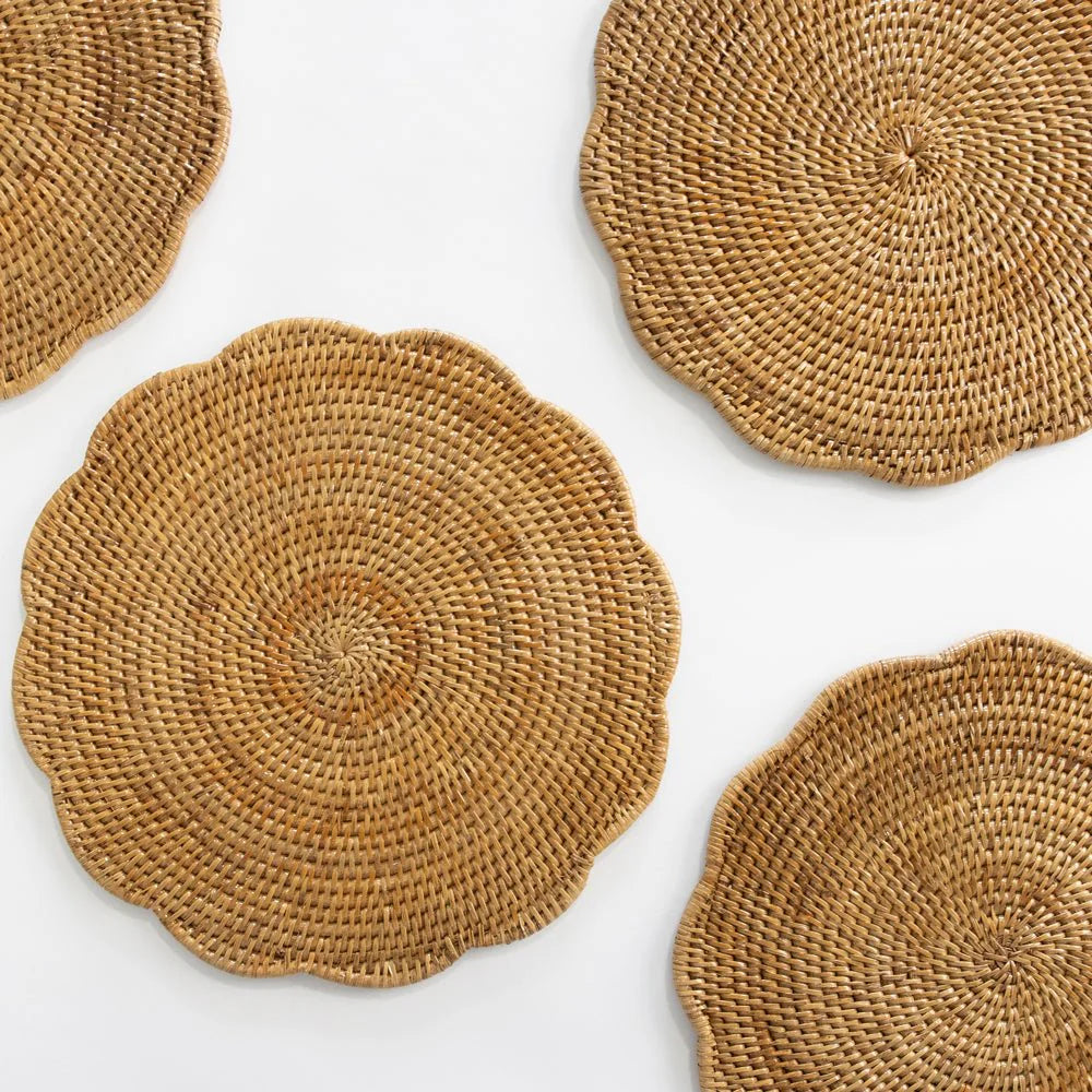 Woven Rattan Scalloped Placemat