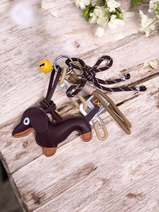 Bag charm Dog and bell Brown