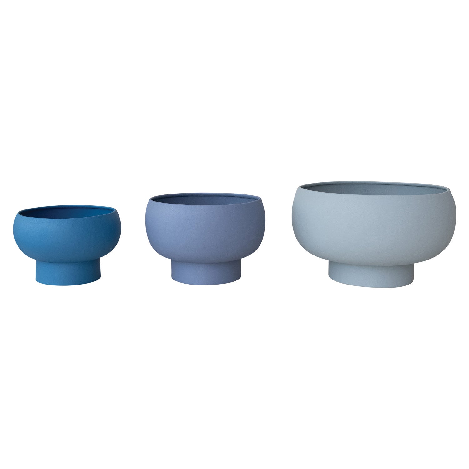 Metal Footed Planters, Blue, Set of 3 (Holds 12", 10" & 8-1/2" Pots)