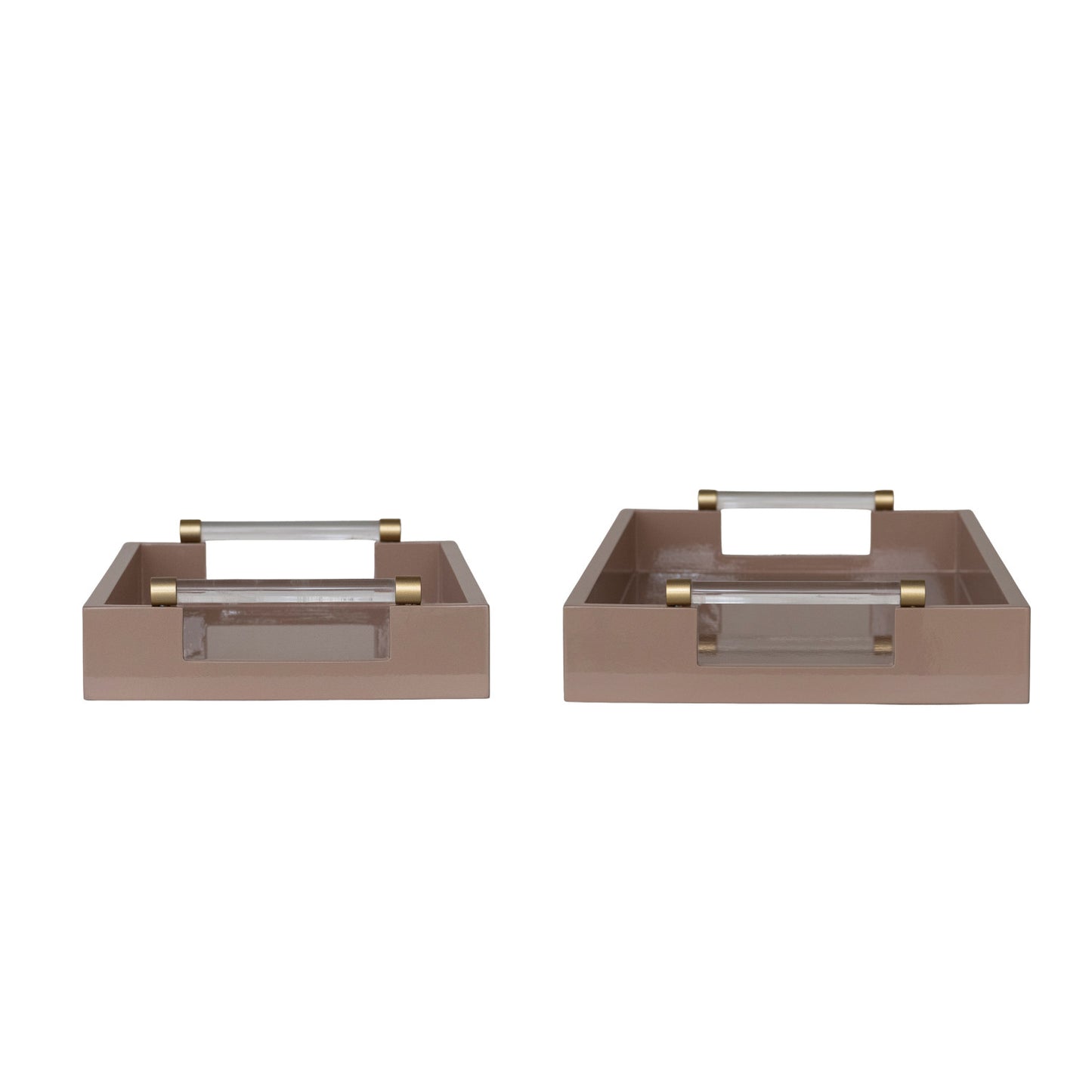 Lacquered Trays with Acrylic & Metal Handles-Large