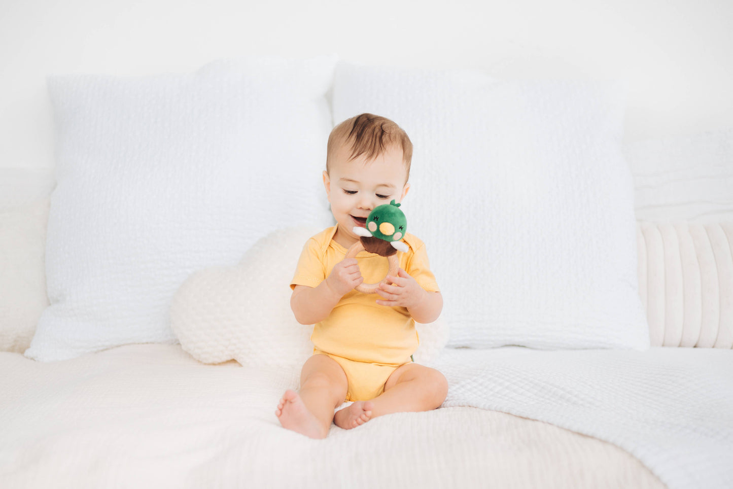 Mallard Duck Wooden & Plush Baby Teether