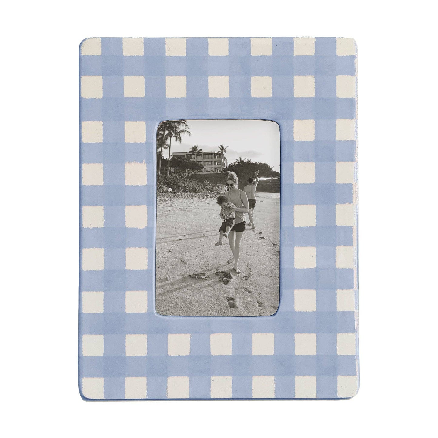 Gingham Photo Frame: French Blue