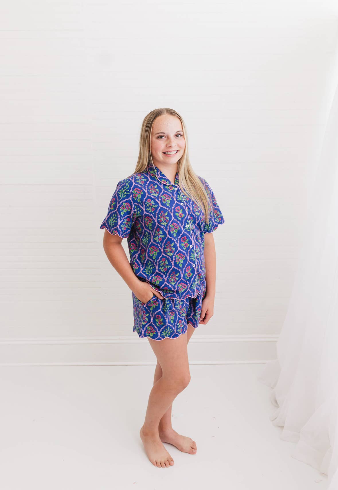 Midnight | Henley Pajama Short Set: XS