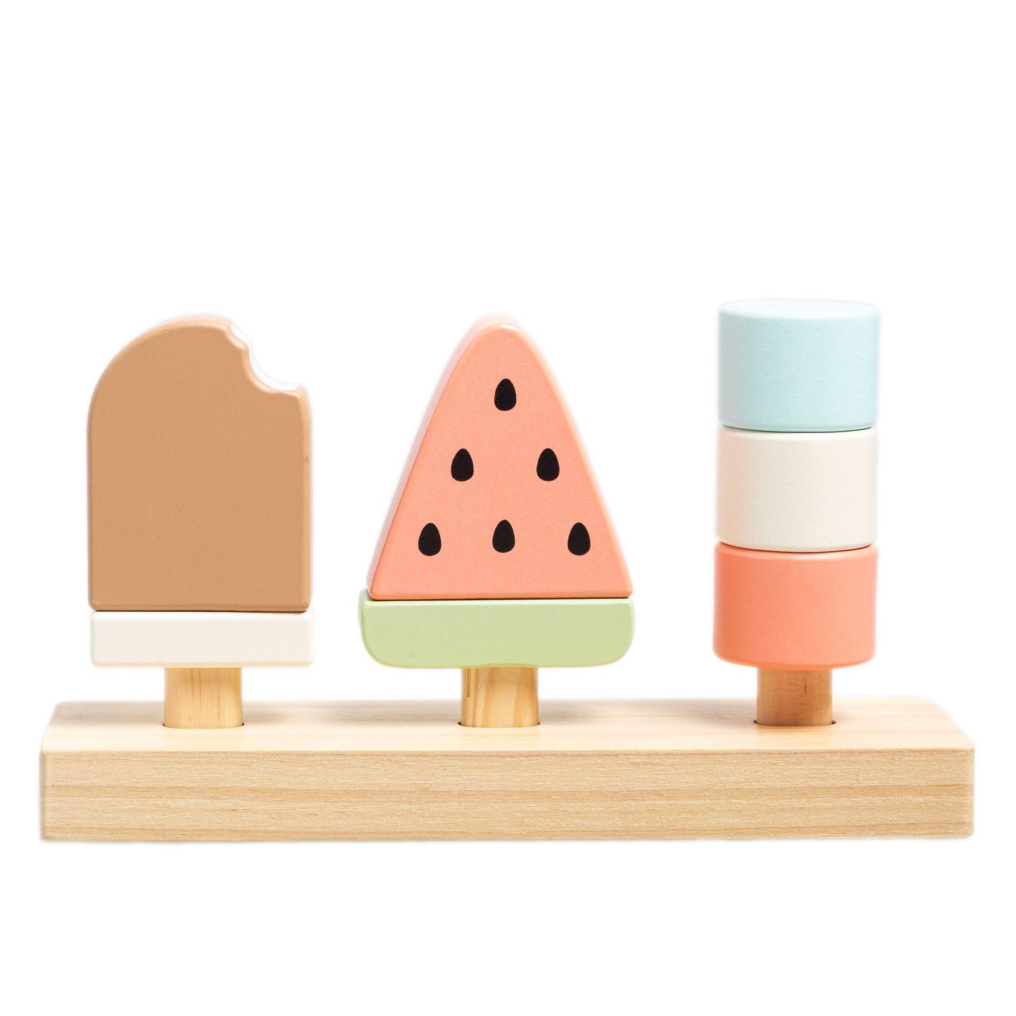 Wooden Ice Cream Stacking Toy, Toddler Montessori Play Food