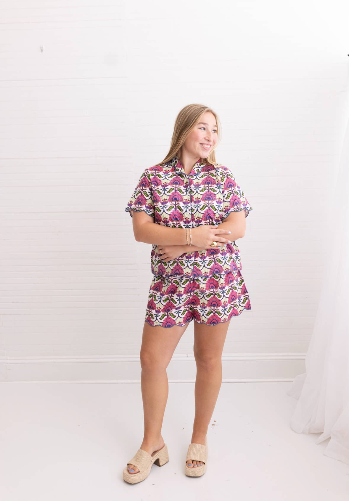 Primrose | Henley Pajama Short Set: L