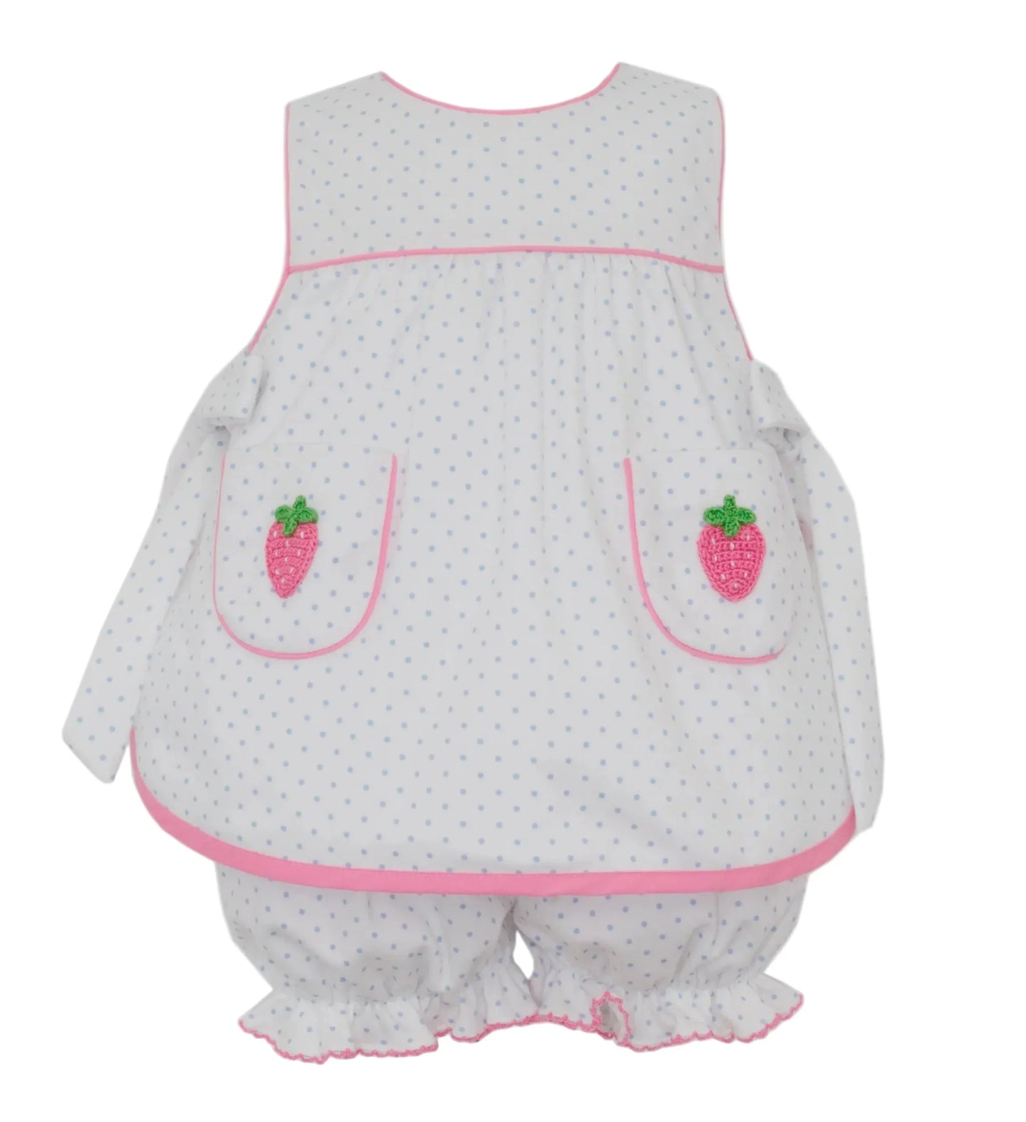 Blue Dot Knit Strawberry Bloomer Set