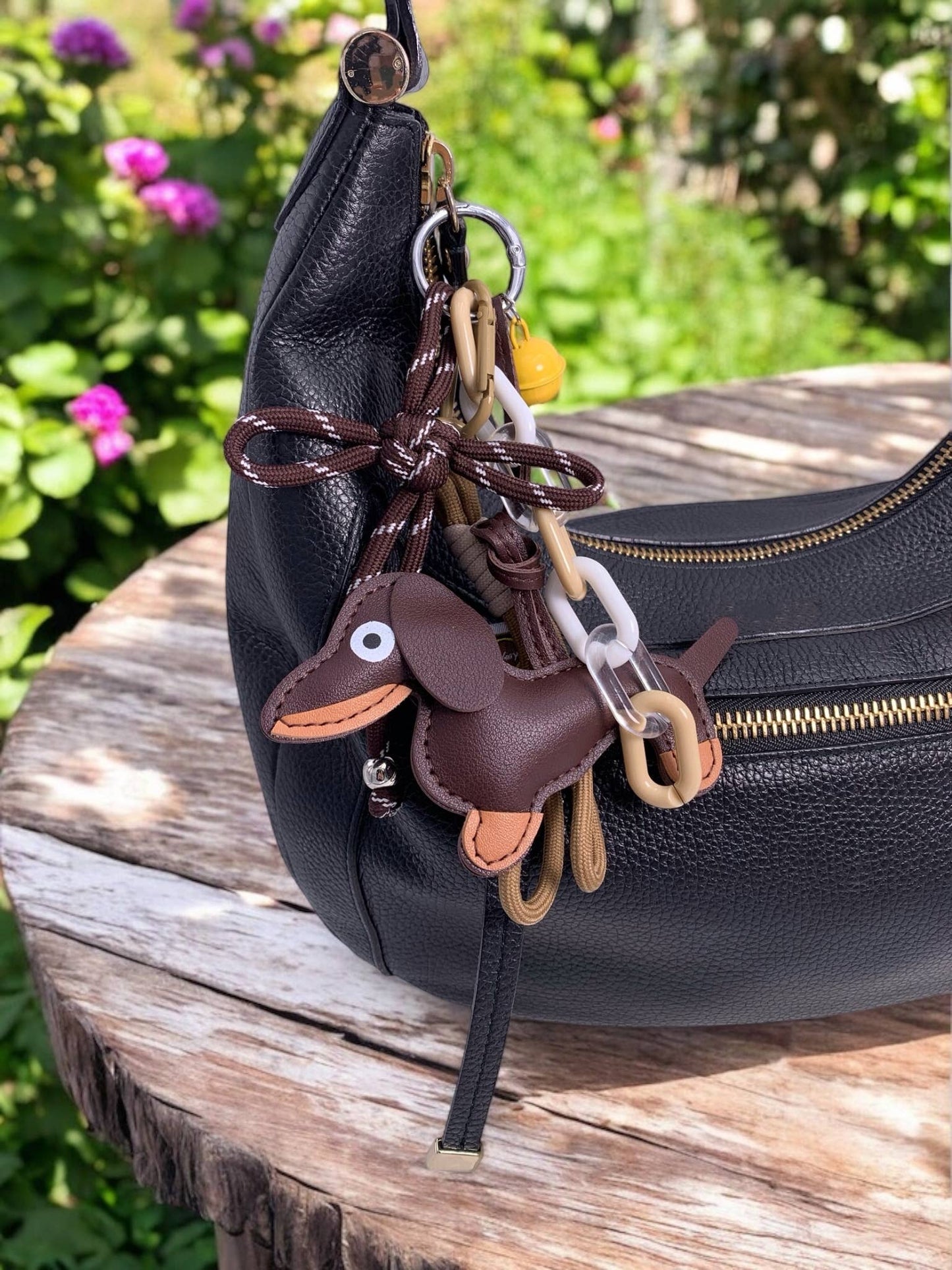 Bag charm Dog and bell Brown