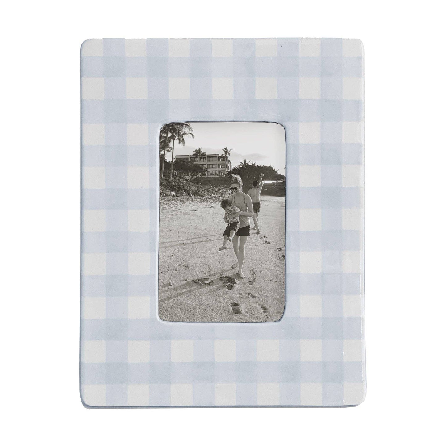 Gingham Photo Frame: Beige