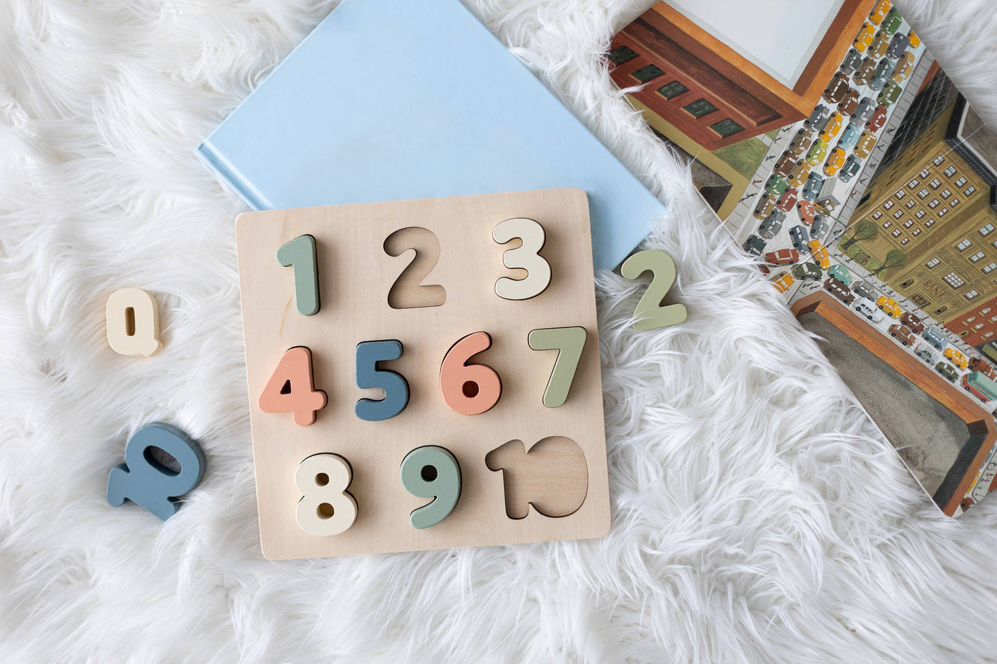 Wooden Numbers Puzzle, Montessori Learning Toy