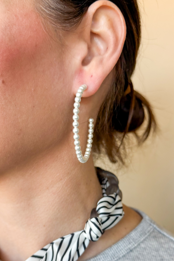 Grace Hoop Earrings- Silver