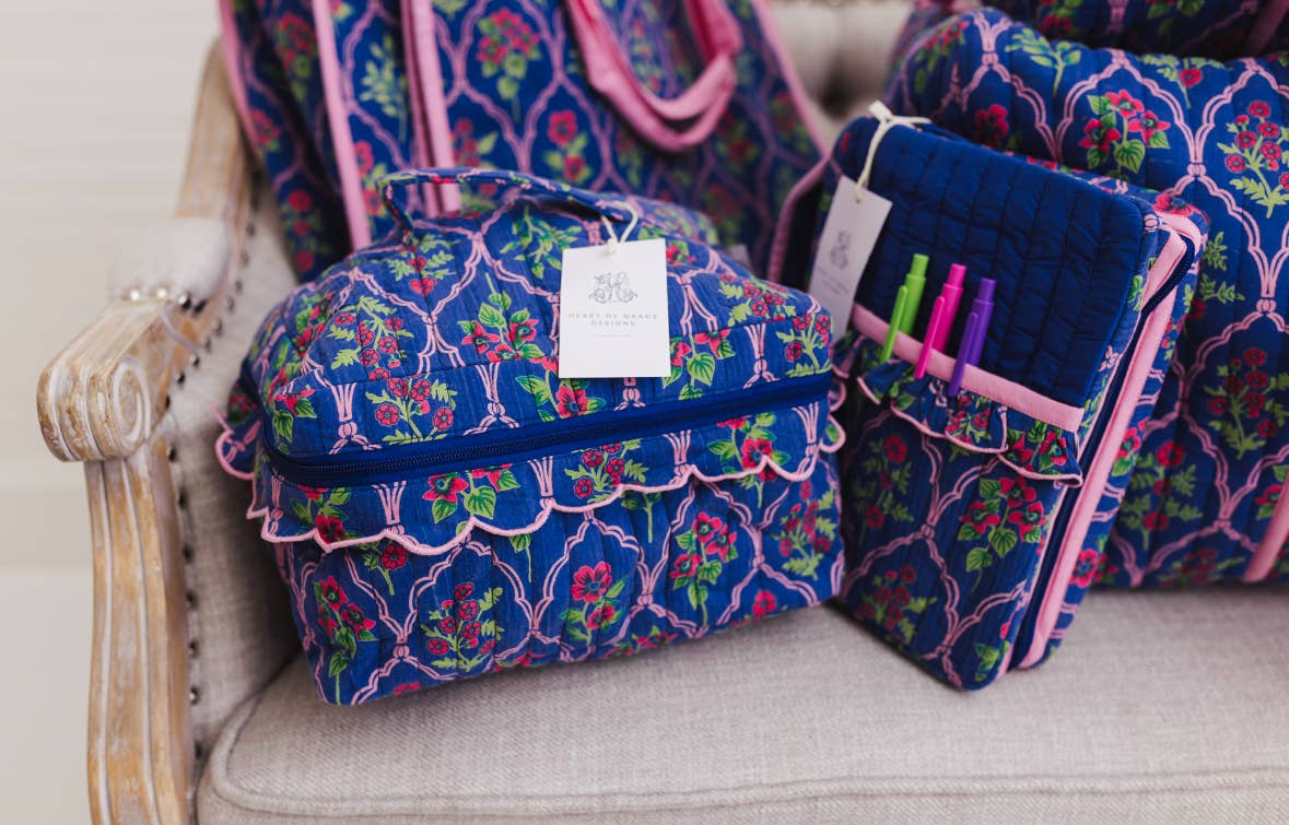 Midnight Luxe | Quilted Ruffle Cosmetic Bags-set of 3