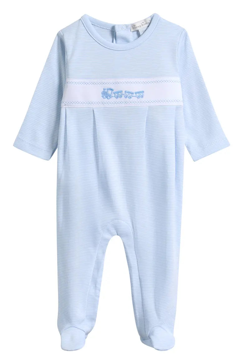 Blue Stripe Classic Treasures Footie w/Train