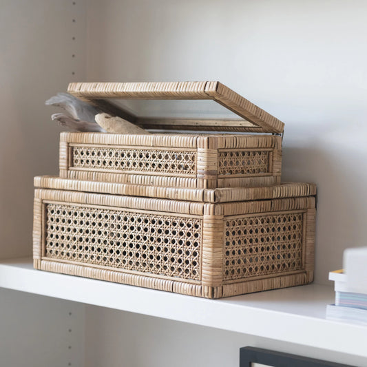 Rattan Glass Box-L