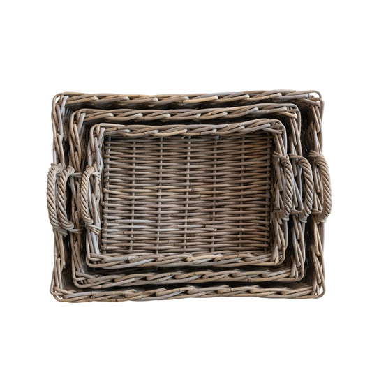 Rattan Tray with Handles-L