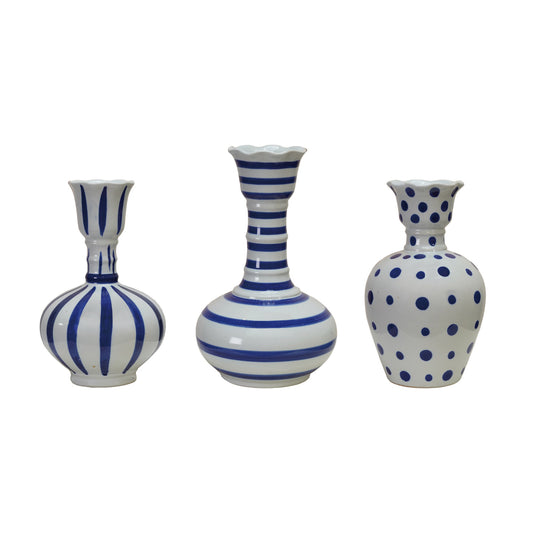 Hand-Painted Stoneware Vase  3 Styles