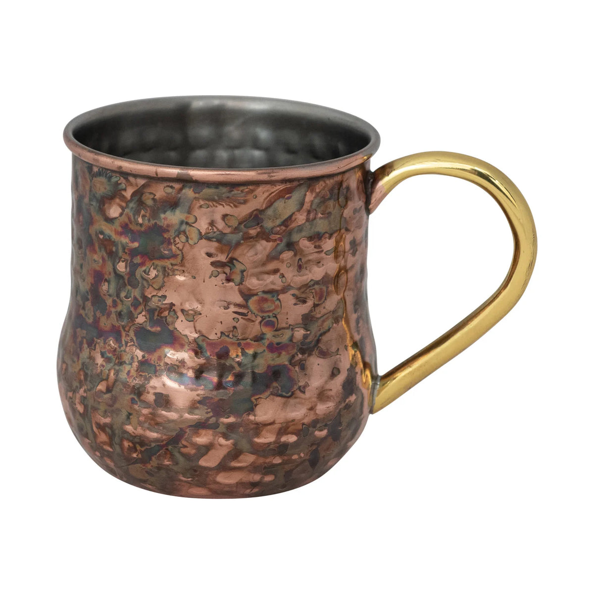 Copper Finisih Hammered Steel Mule Mug w/ Brass Handle