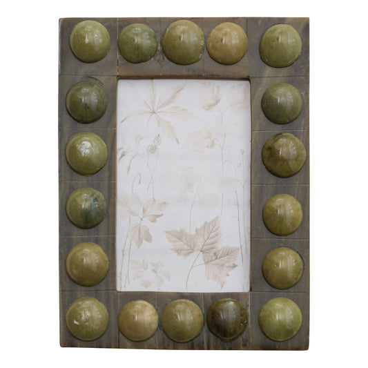 Handmade Marbled Resin Bobbin Photo Frame (For 4x6 Photo) (Hangs Vertically & Horizontally)