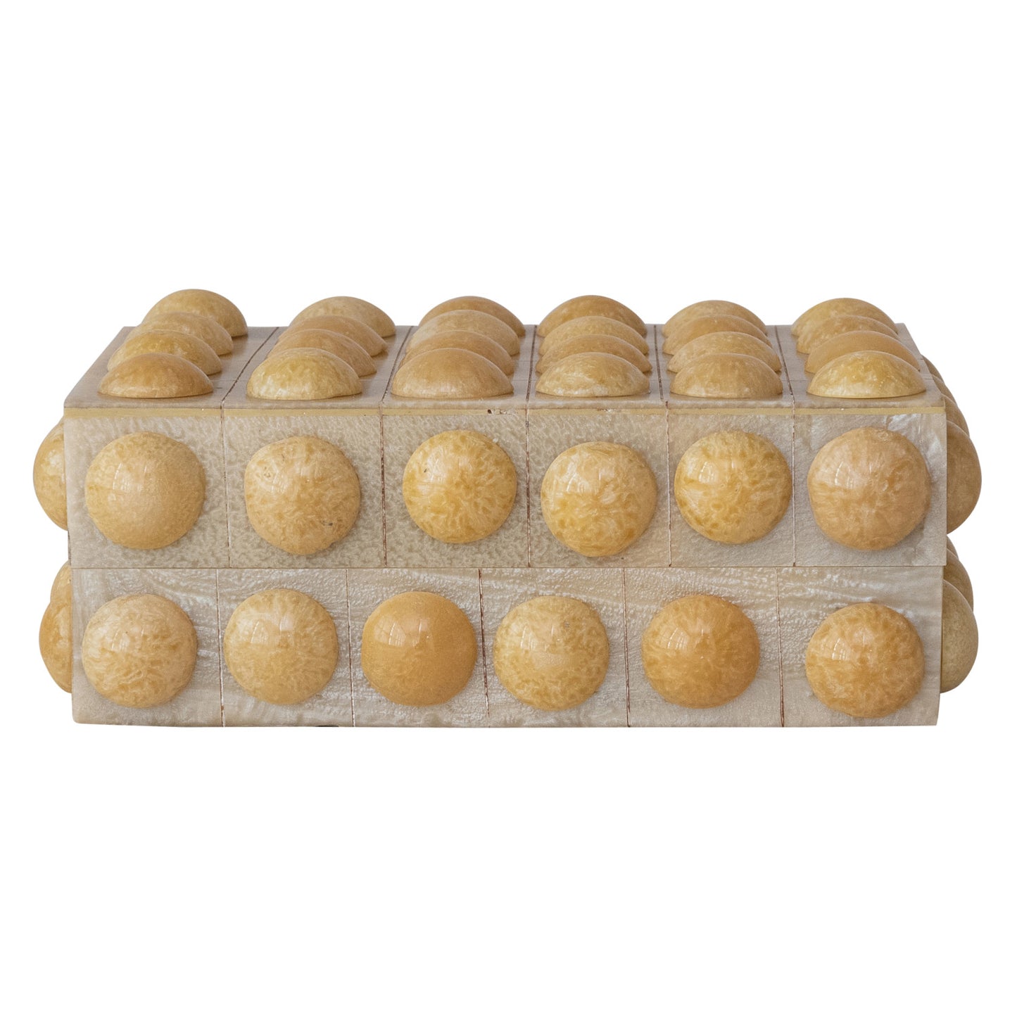 Handmade Marbled Resin Bobbin Box, Cream Color