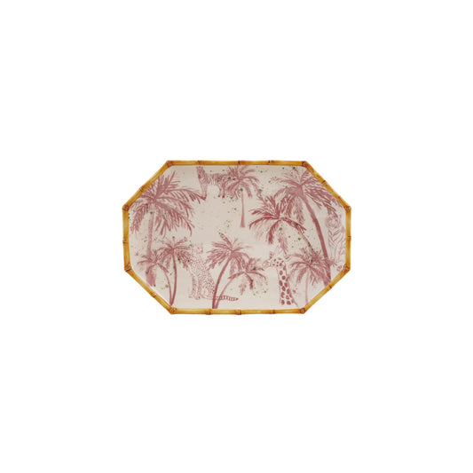 Hand-Painted Stoneware Octagon Small Platter with Palm Trees