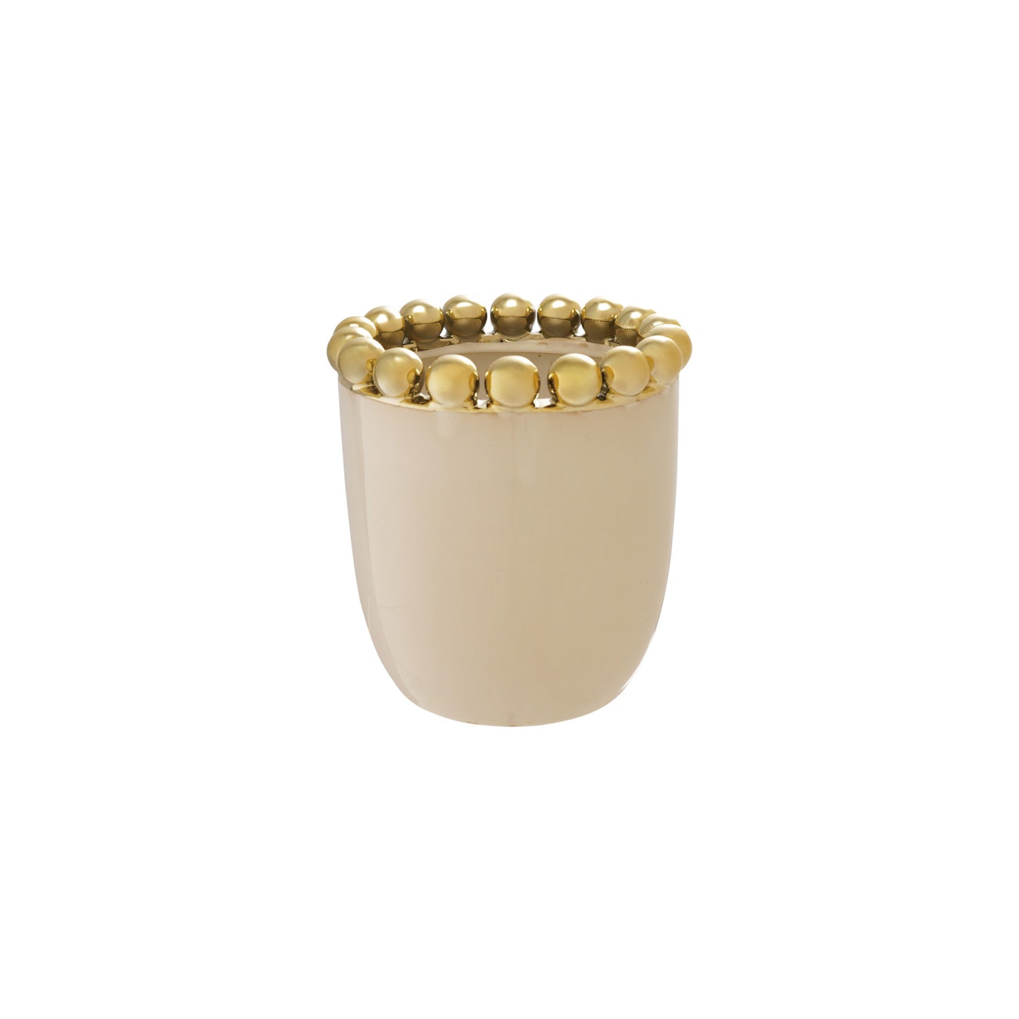 Stoneware Planter/Vase with Gold Electroplated Ball Rim