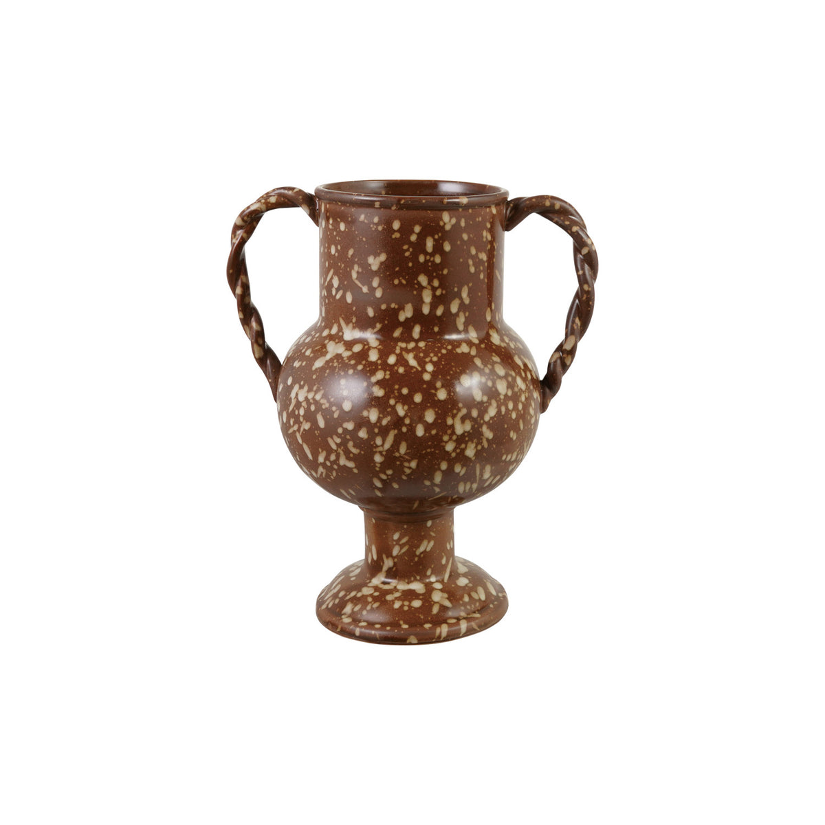 Stoneware Brown/Ivory Urn with Twisted Handles
