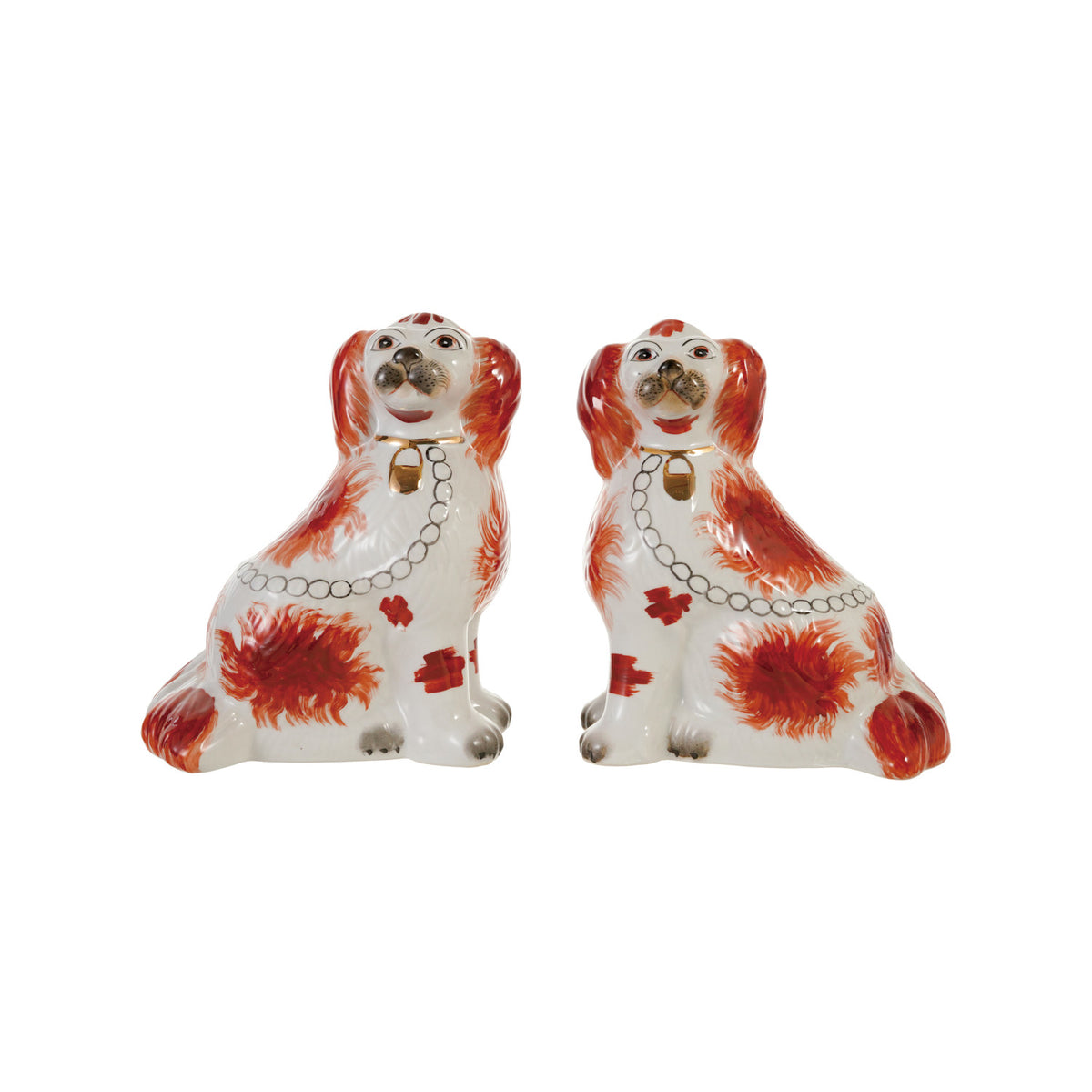 SET of 2 Stoneware Vintage Reproduction Staffordshire Dogs
