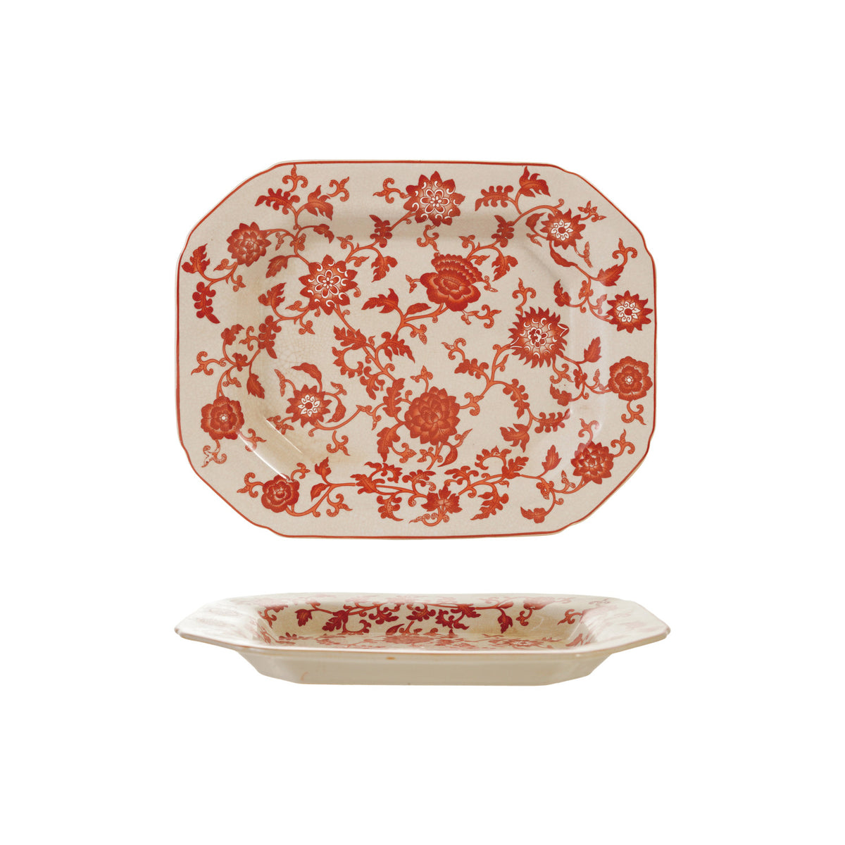 Oblong Tray with Orange Botanicals