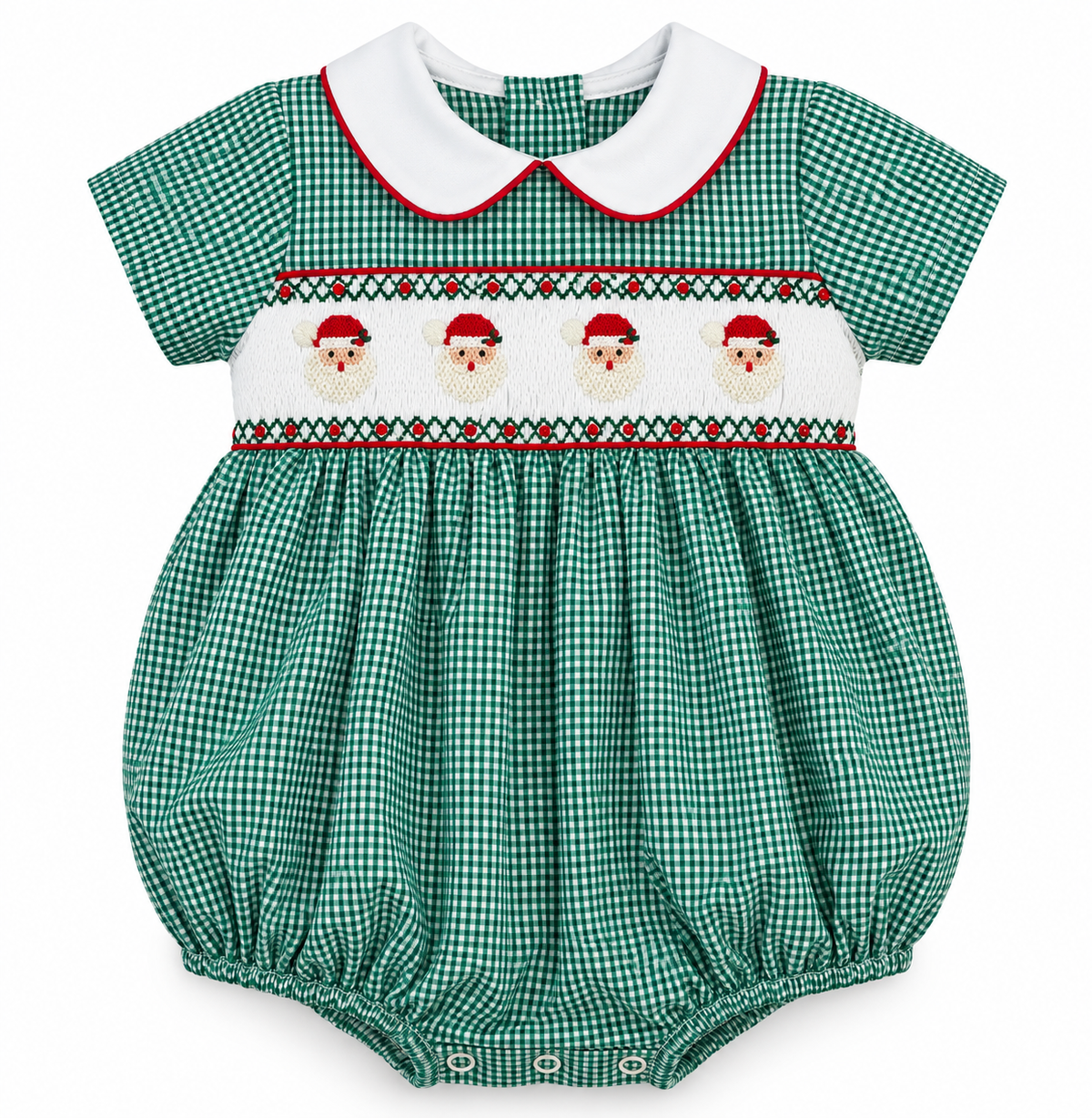 Noah Santa Green Gingham Smock Boys Bubble