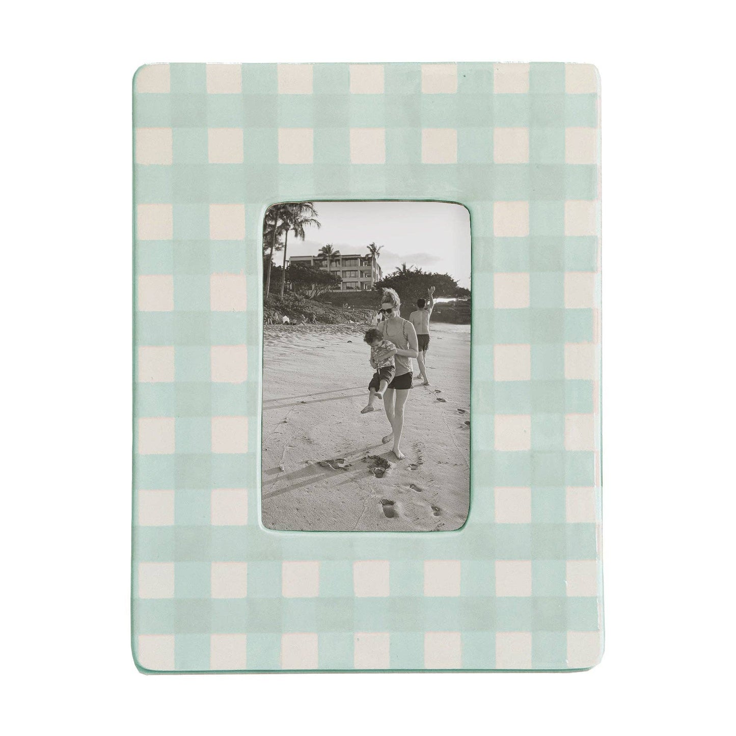 Gingham Photo Frame: Beige