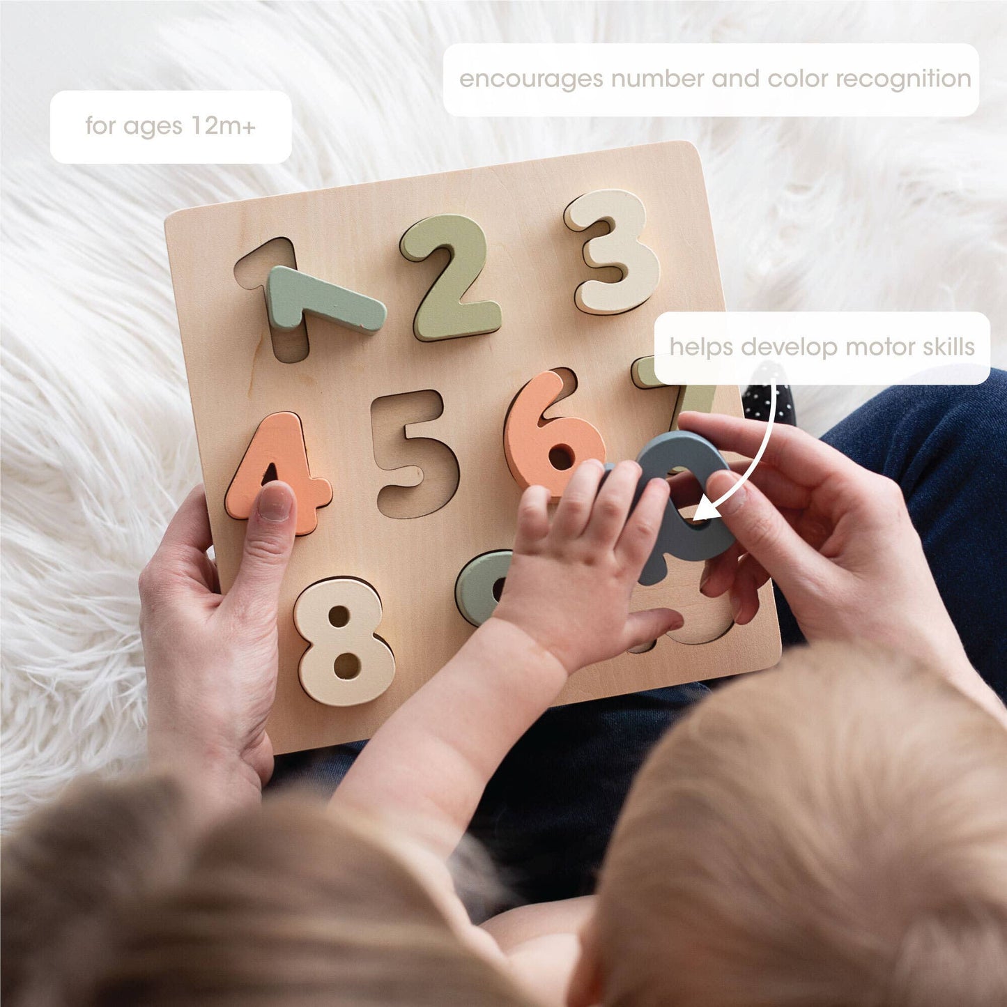 Wooden Numbers Puzzle, Montessori Learning Toy
