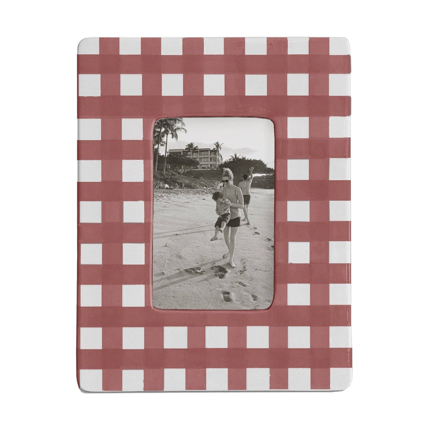 Gingham Photo Frame: Beige