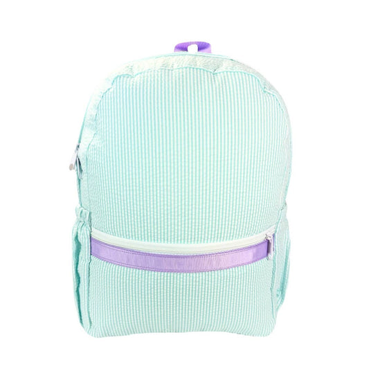 Mermaid Seersucker Medium Backpack w/ Pocket | Mint