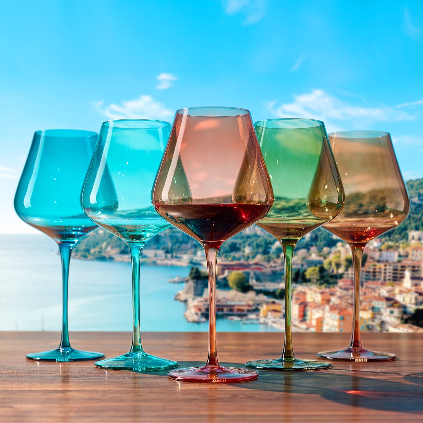 Colors of the French Riviera Wine Glasses