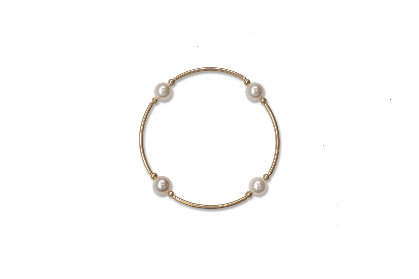8mm White Blessing Bracelet with Gold Filled Tubes: L