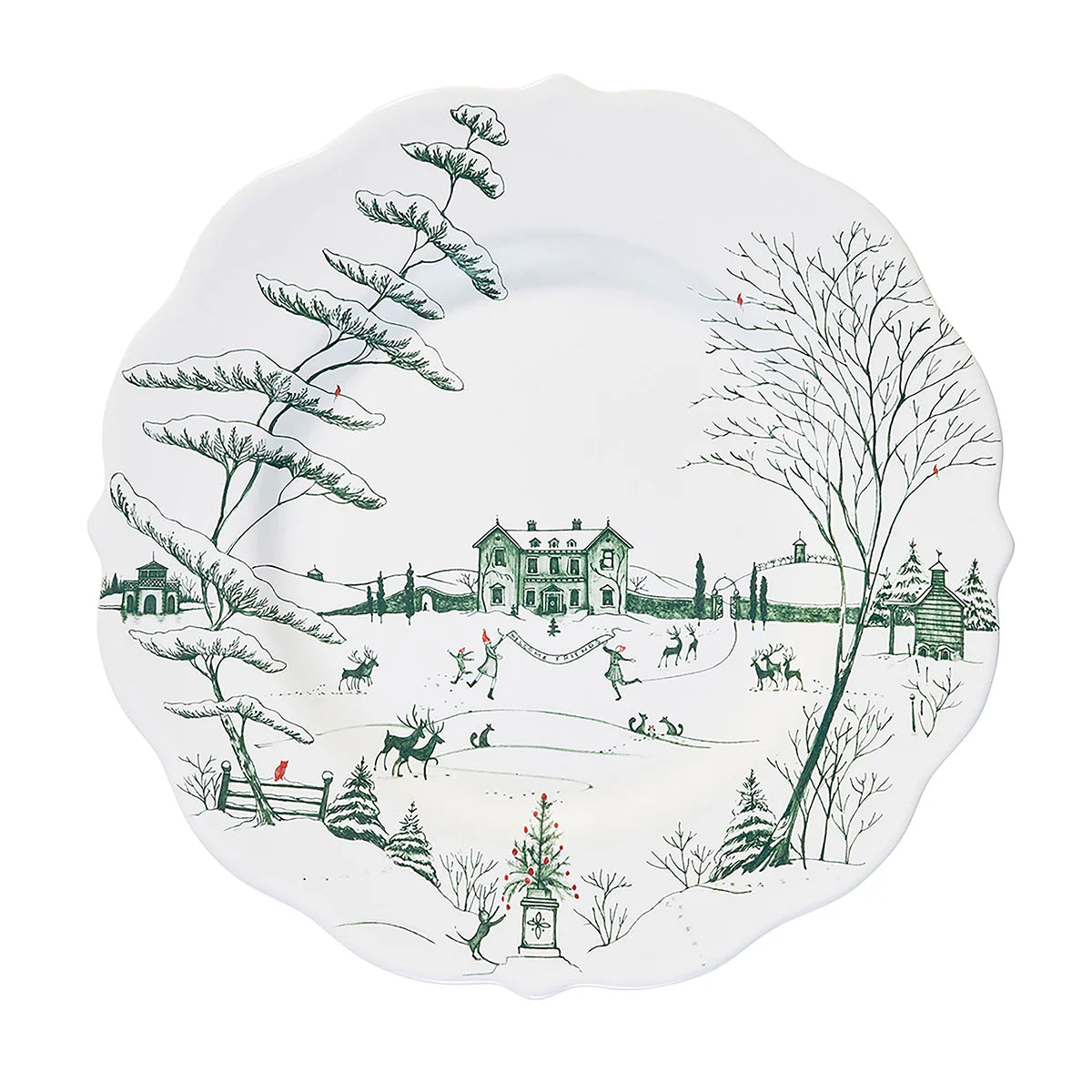 Country Estate Winter Frolic Dinner Plate Evergreen