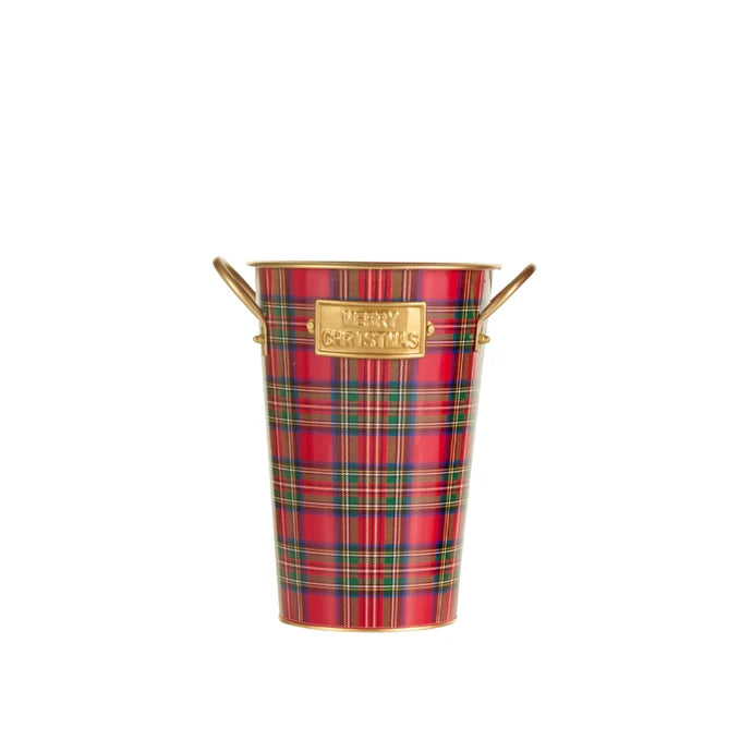 Red, Green and Gold Plaid Bucket Décor-Small