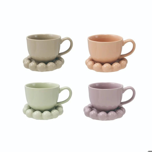 Stoneware Mug with Bobbins (assorted)