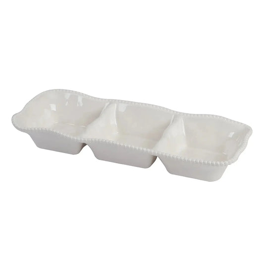 Perlette Cream 3 Section Server