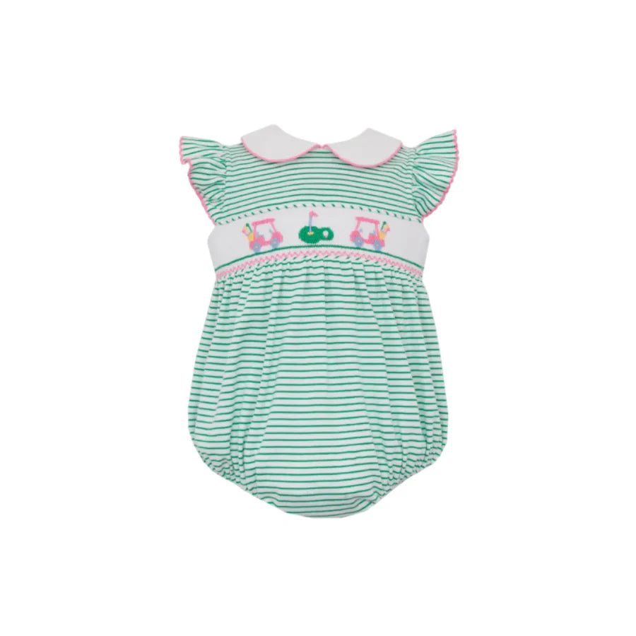 Flutter Knit Green Striped Golf Girl's Bubble