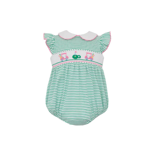 Flutter Knit Green Striped Golf Girl's Bubble