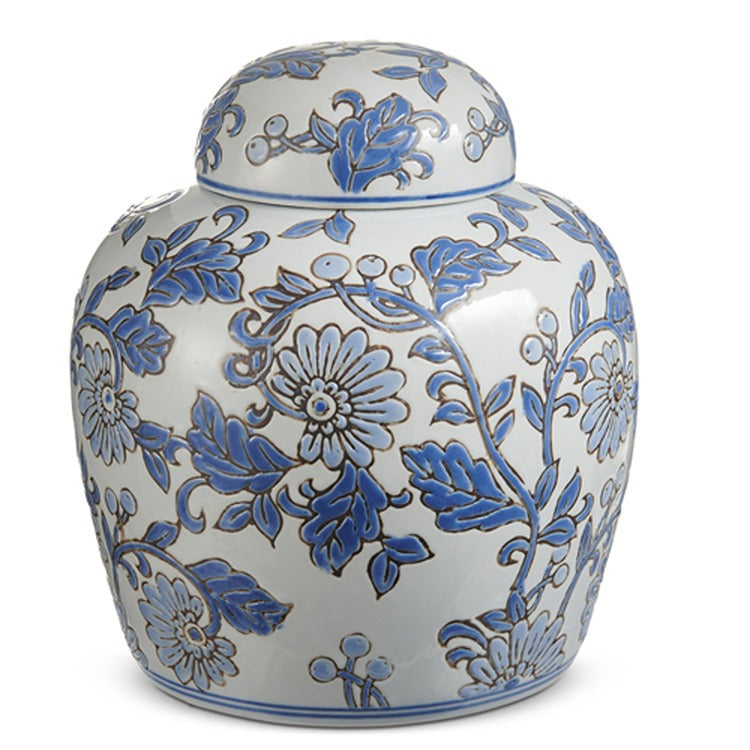 9.5 Blue Vine Pattern Round Jar