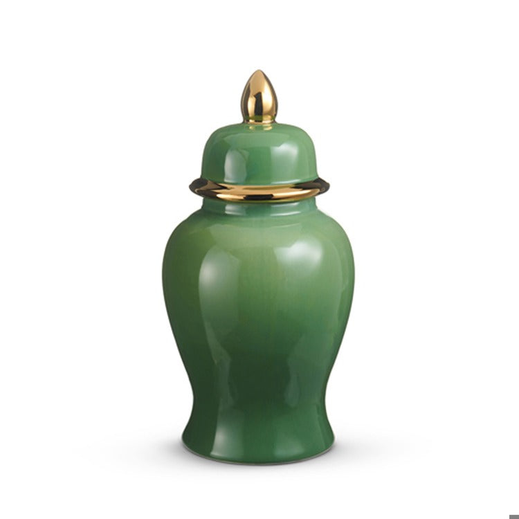 14.5 Green and Gold Ginger Jar