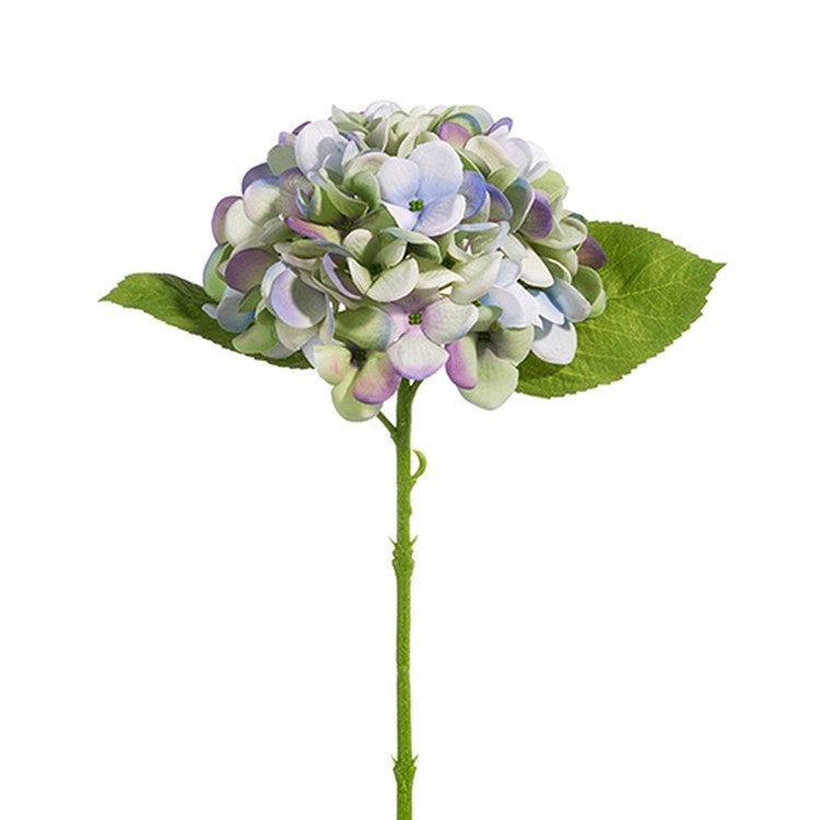 13 Real Touch Green and Purple Hydrangea Stem