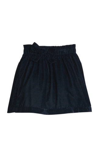 Paperbag Bow Skirt - Navy Velvet
