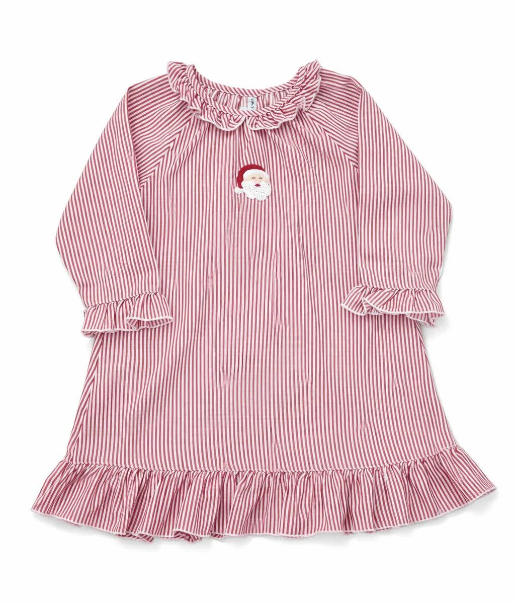 SANTA EMB RED STRIPE GOWN