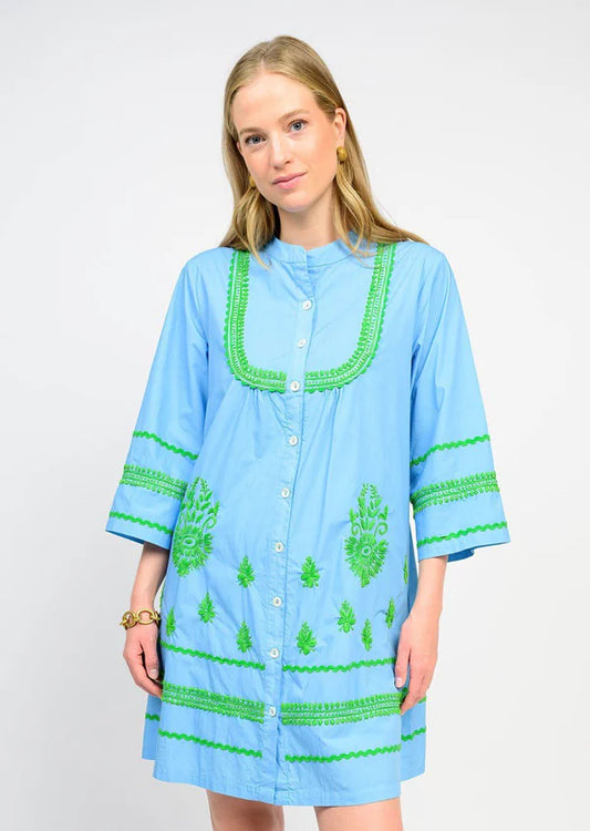 Blue w/ Green Embroidery Long Sleeve